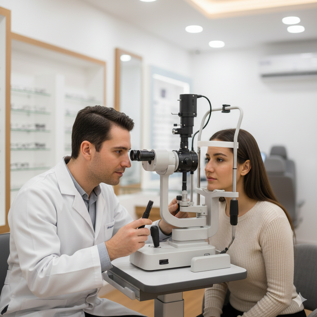 Eye Doctor with Patient